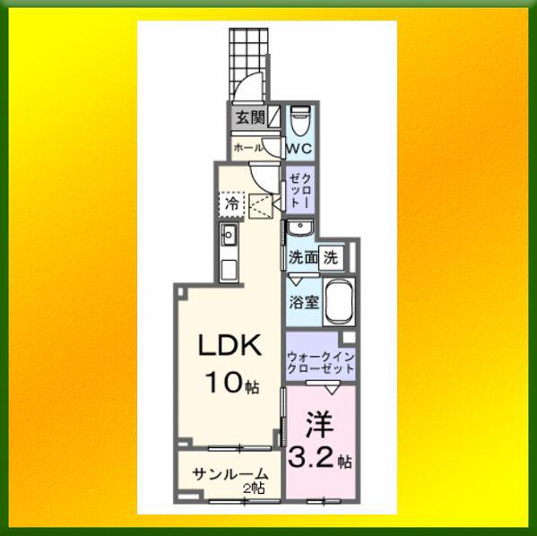 LA.OHANA 田無(1LDK/1階)の間取り写真