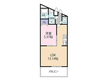 シャトー江ミーナ(1LDK/4階)の間取り写真
