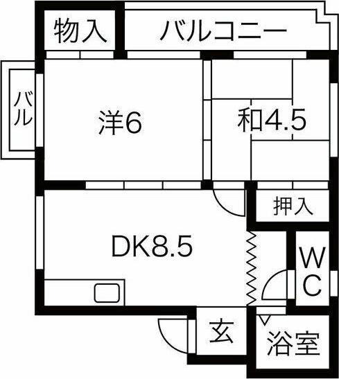 JSC高石(2DK/5階)の間取り写真