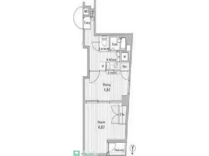 フォルティスII(1DK/2階)の間取り写真