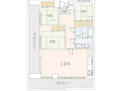 ナンカイ7(3LDK/3階)の間取り写真