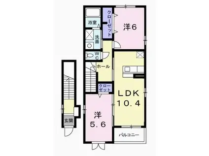 ボニート・シエル(2LDK/2階)の間取り写真