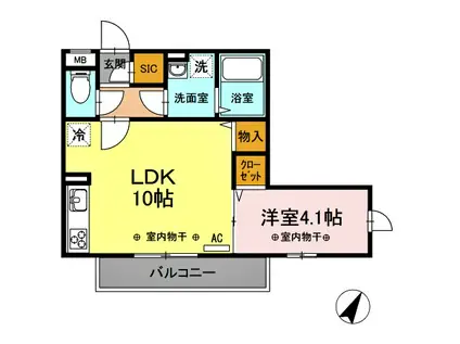 GRACEHILLS(1LDK/2階)の間取り写真
