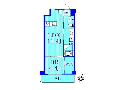 ディアレンス高島台(1LDK/5階)の間取り写真