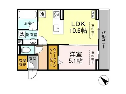 D CREST 中之郷2丁目(1LDK/2階)の間取り写真