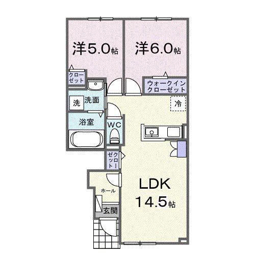 フルール(2LDK/1階)の間取り写真