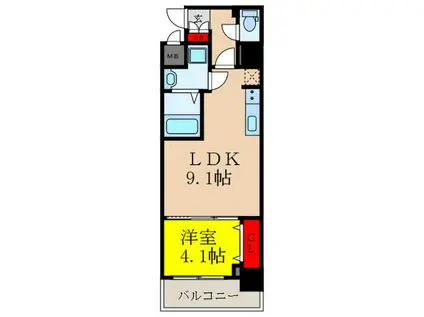 S-RESIDENCE江坂EMINENCE(1LDK/10階)の間取り写真