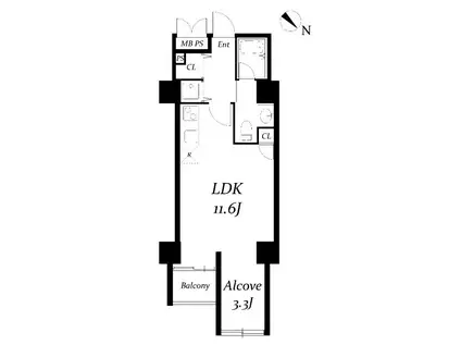 アーバンパーク代々木 旧アボーデ代々木パークサイド(1LDK/3階)の間取り写真