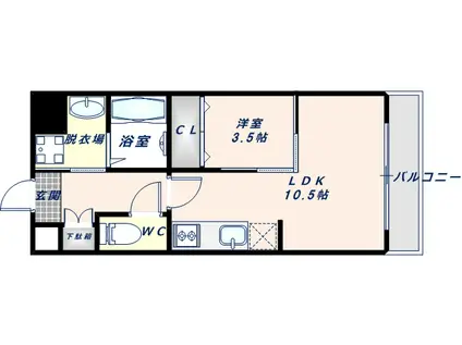 エグゼ今里(1LDK/5階)の間取り写真