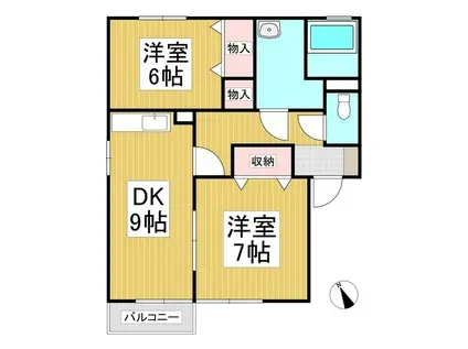 セレーノC(2DK/1階)の間取り写真