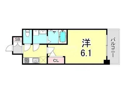 エスリード神戸兵庫駅マリーナスクエア(1K/8階)の間取り写真