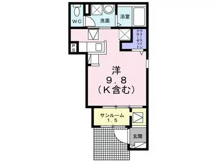 ブライト・レジデンス I(ワンルーム/1階)の間取り写真