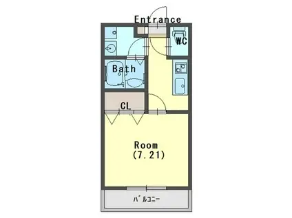 ジーメゾン新狭山サウス(1K/2階)の間取り写真