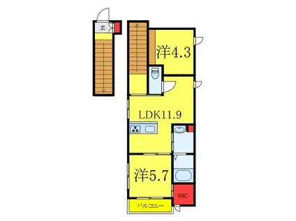  南千住5丁目シャーメゾン(2LDK/2階)の間取り写真