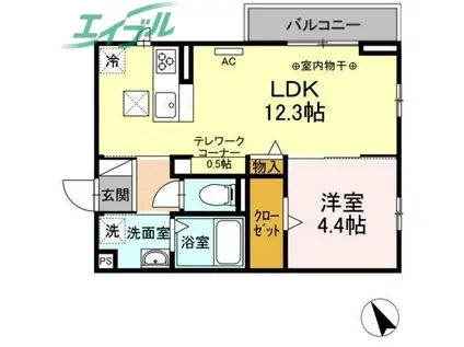 フォルトゥーナ ヒロ(1LDK/1階)の間取り写真