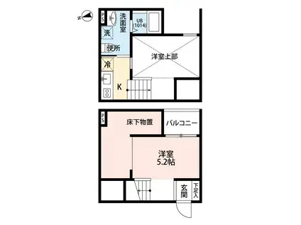 クラリエール五女子 (1K/1階)の間取り写真