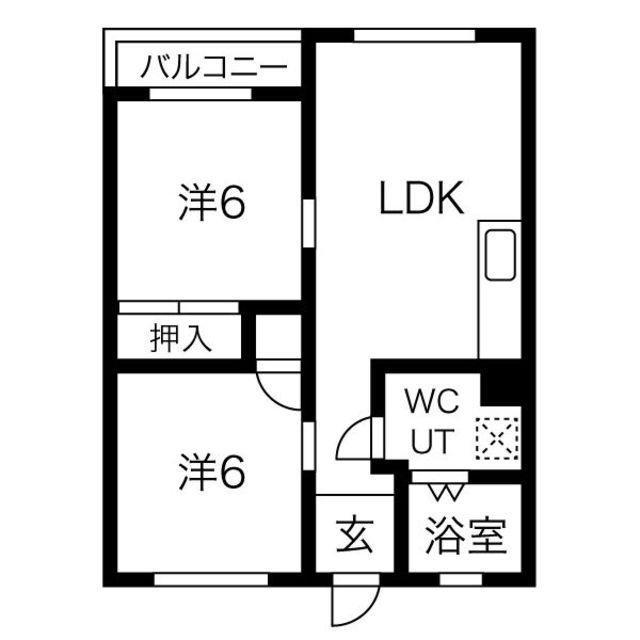 新石生マンション(2LDK/3階)の間取り写真