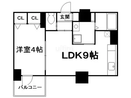 プリオーレ京都駅前(1LDK/5階)の間取り写真