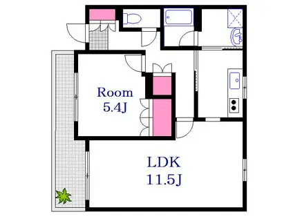シエル3アパートメント(1LDK/1階)の間取り写真