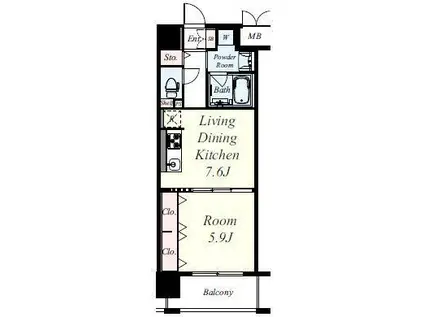 パトリス城東中央(1LDK/8階)の間取り写真