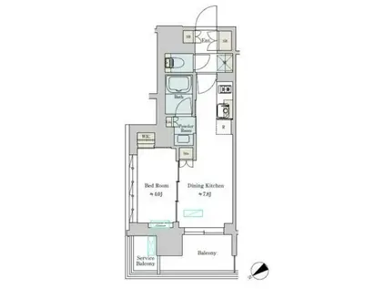 ブリリアイスト大井町(1DK/11階)の間取り写真