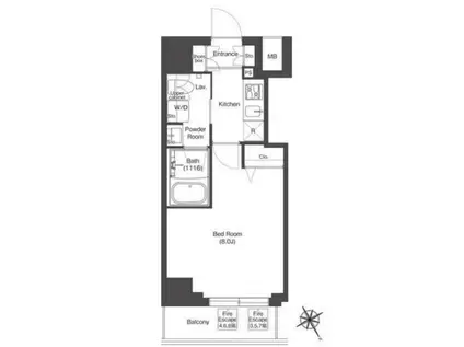 コンフォリア門前仲町サウス(1K/7階)の間取り写真