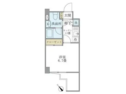 KDXレジデンス門前仲町(1K/5階)の間取り写真