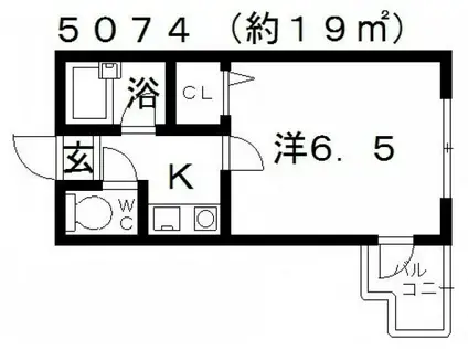 杉村ハイツII(1K/3階)の間取り写真