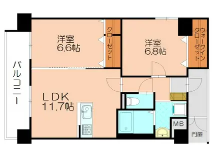 パインローズ福岡東(2LDK/7階)の間取り写真