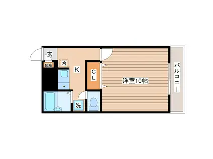 アムールシャルムKII(1K/2階)の間取り写真