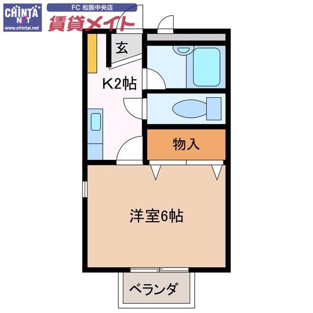 VENT VERT(1K/2階)の間取り写真