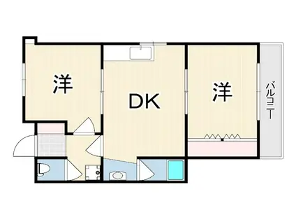 BLUNCUBE神戸北(2DK/2階)の間取り写真