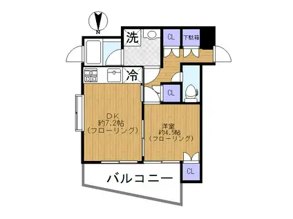 グリンデル戸越(1DK/5階)の間取り写真