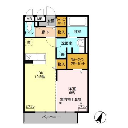 ロイジェントパークス レイクタウン Q(1LDK/3階)の間取り写真
