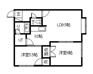 グレードハイツ(2LDK/2階)の間取り写真