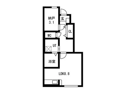 NJ HOUSE 花楯 (1SK/1階)の間取り写真