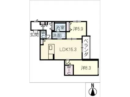 シャトーグラン(2LDK/2階)の間取り写真