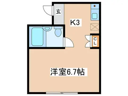 ケンウッドハウス(1K/1階)の間取り写真
