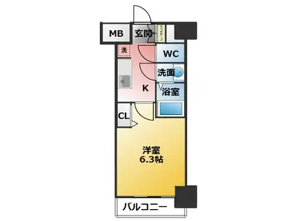 ディアレイシャス名古屋太閤通II(1K/8階)の間取り写真