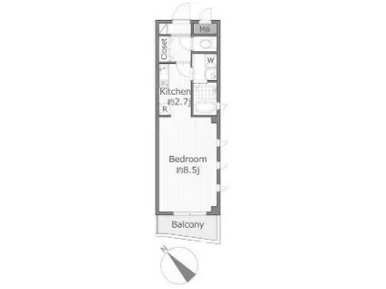 グッドウィル小机1号館(ワンルーム/2階)の間取り写真