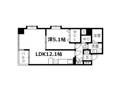 ローレルコート田町(1LDK/3階)の間取り写真