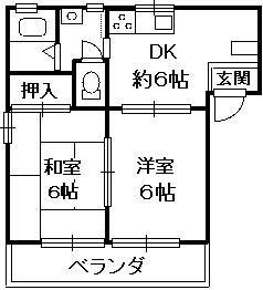 山本ハイツ(2DK/2階)の間取り写真