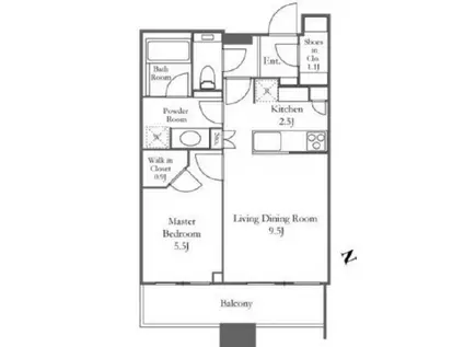 パークコート虎ノ門愛宕タワー(1LDK/8階)の間取り写真