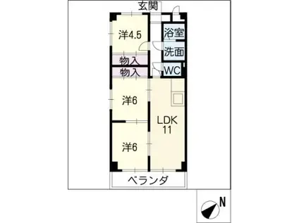 モール白山(3LDK/3階)の間取り写真
