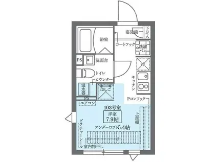 COCOCUBE北千住(ワンルーム/1階)の間取り写真