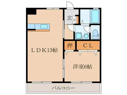 エスポアール樹(1LDK/3階)の間取り写真