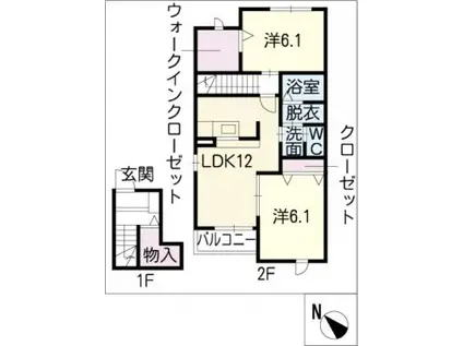 シーサイドサルビアA(2LDK/2階)の間取り写真