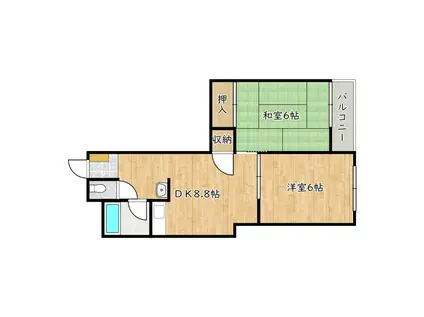 RIZE ONE 南新町(2DK/3階)の間取り写真