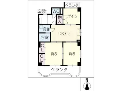 ラ・コンシェル柴周(3DK/5階)の間取り写真