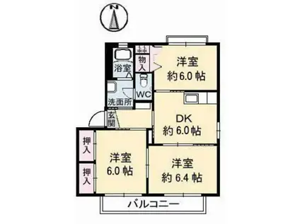 バリュージュ七日市B(3DK/1階)の間取り写真